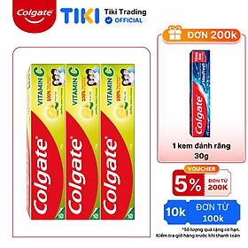 Bộ 3 Kem đánh răng Colgate Vitamin C thơm mát 170g/ tuýp