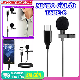 Micro phone mini cài áo kèm cổng type C cho điện thoại Android