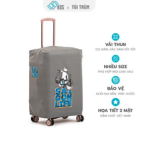 Túi trùm Vali du lịch cao cấp hình Đòn Gánh Sài Gòn - Vải thun co giãn 4 chiều chống trầy xước