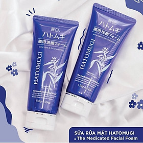 Combo 2 Sữa rửa mặt ngừa mụn, dưỡng ẩm và làm sáng da hatomugi 130g/tuýp