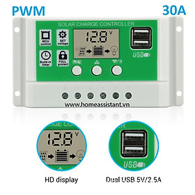 Mua Bộ Điều Khiển Sạc Năng Lượng Mặt Trời PWM 30A Hỗ Trợ Pin Lithium PB02