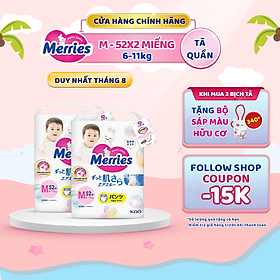 Combo 2 Tã/bỉm quần Merries Đủ Size M52/L44/XL38/XXL26