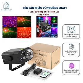 Đèn Laser Ánh Sáng laze Cảm Biến Âm Thanh, Kết Hợp LED Xoay 7 Màu Dùng Trang Trí Vũ Trường, Phòng karaoke - HÀNG CHÍNH HÃNG MINIIN