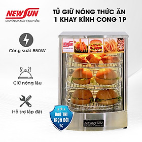 Tủ giữ nóng thức ăn 1 khay kính cong 1P trưng bày gà rán bảo quản thực phẩm NEWSUN - Hàng chính hãng