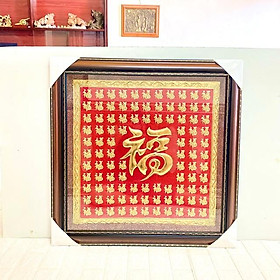 Tranh bách phúc 1 nghìn chữ chất liệu bằng đồng kích thước 70x70cm