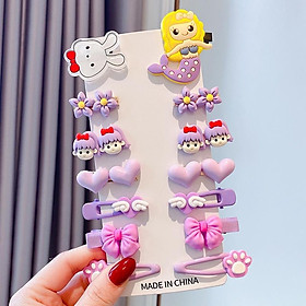 Set 14 kẹp tóc cho bé gái, màu sắc kẹo ngọt, dễ thương, phong cách Hàn Quốc xinh yêu