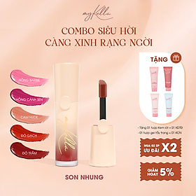 Son Nhung myKella Chất Nhung Mịn Mượt, Dưỡng Môi Nhẹ Tênh - KISSABLE VELVET LIP CREAM 5ml - HENNY (ĐỎ RƯỢU VANG)