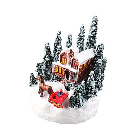 Christmas Lighted House Santa Claus Miniature Xmas Figures for Shop Window