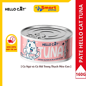 Pate Cho Mèo Mọi Lứa Tuổi Trong Thạch Hello Cat Tuna 160G - Cá Ngừ & Cá Hồi (Mèo Con)