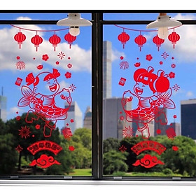 Mua Decal trang trí tết - rèm dây tết Ánh Vàng đỏ cao cấp ( Vàng - Đỏ )