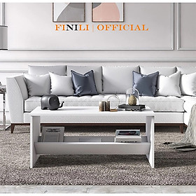 Bàn trà sofa màu trắng 2 tầng dễ lắp đặt FINILI siêu tiện lợi sang trọng tiết kiệm FNLO888