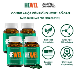 [Tặng Qik Hair Nam 15v] Combo 4 Hộp 30v -  Viên Uống Bổ Gan Hewel Ecogreen – Giải Độc Gan Mát Gan, Hỗ Trợ Tiêu Hóa