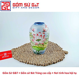 Lọ hoa dáng bom vẽ sen chuồn Gốm Sứ G&T