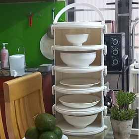 Mua Lồng bàn 5 TẦNG CÓ TAY CẦM quai sách  khay đậy thực phẩm  hộp đựng thức ăn giữ nhiệt   chống bụi côn trùng tiện dụng  26x26x56cm  gia dụng thông minh