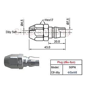 Đầu nối nhanh khí nén PN (phích cắm) - Nitto (Nhật Bản)