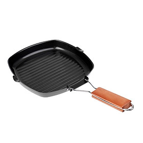 Outdoor Camping Cooking BBQ Portable Folding Frying & Grill Non-stick Iron Pan