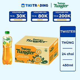 Thùng 24 Chai Nước Trái Cây Twister Cam (450ml/Chai)