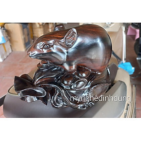 Mua Tượng con chuột phong thủy cầu tài lộc bằng gỗ mun hoa kt 20×15×12.5cm