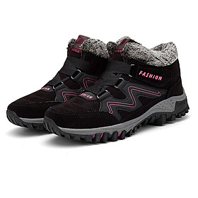 Giày nữ giày bình thường đôi giày tuyết rơi ngoài trời giày thể thao mùa đông du lịch đi bộ đường dài giày cao đến mắt cá chân Color: Black Shoe Size: 45