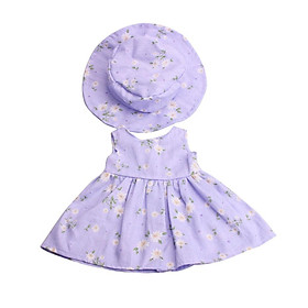 2-3pack Floral Dress with Hat Suit Clothes Outfit for 18inch Girl Purple