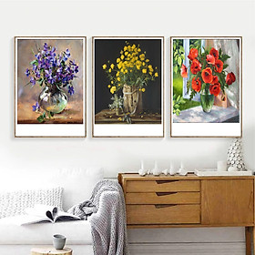 Mua Bộ 3 tranh LỌ HOA CỔ ĐIỂN PHONG CÁCH SƠN DẦU treo tường trang trí phòng khách phòng ăn  phòng ngủ  PVP-DC302