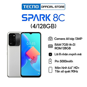 Mua Điện thoại TECNO Spark 8C (4GB/128GB) - RAM tùy biến mở rộng tới 7GB |Pin 5000 mAh| 6.6  HD+ 90Hz (KG5k) - Hàng chính hãng