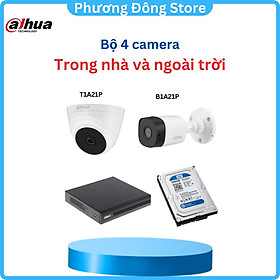 Trọn bộ 4 camera DAHUA Full HD 1080p + ổ cứng HDD 500G đi kèm dây tùy chọn - Hàng chính hãng