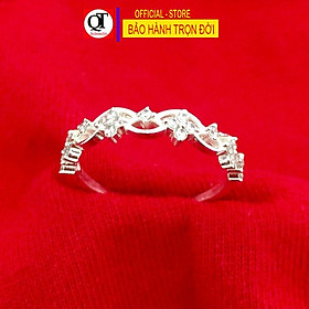 Nhẫn bạc nữ đơn giản bản nhỏ gắn đá cobic trắng cao cấp thích hợp đeo tất cả ngón tay trang sức Bạc Quang Thản – QTNU71