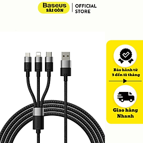 Cáp Sạc Đa Năng Baseus StarSpeed 1-for-3 Fast Charging Data Cable USB to M+L+C 3.5A CAXS- Hàng chính hãng