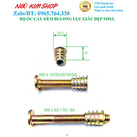 ỐC CẤY KÈM BULONG LỤC GIÁC DẸP M8 x L THEO BỘ