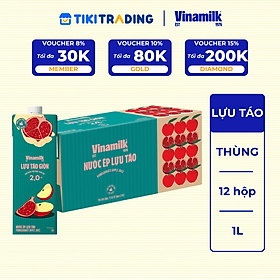 Thùng 12 hộp Nước Ép Lựu Táo Vinamilk - Hộp giấy 1L