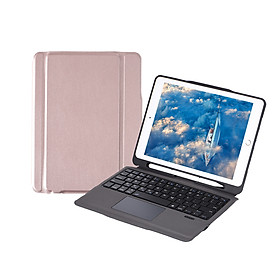 iPad Case with Wireless Keyboard Touch Pad Apple Pencil Holder for iPad Air2/iPad Pro 9.7/iPad 9.7(2017/2018) (Rose