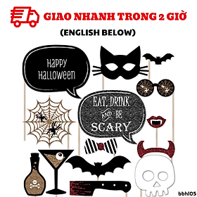 Bộ phụ kiện chụp hình Halloween màu đen bbhl05