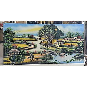 Mua Tranh sơn mài cảnh làng quê Việt Nam  cảnh đồng quê 80x160 cm