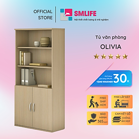Tủ hồ sơ văn phòng gỗ hiện đại SMLIFE Olivia  | Gỗ MDF dày 17mm chống ẩm | D90xR40xC180cm