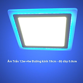 Đèn Led Âm trần vuông 16w 2 màu 3 chế độ ánh sáng trắng xanh dương