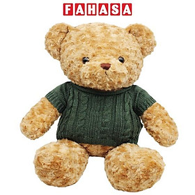 Thú Bông Gấu Teddy Nâu Nhạt 70 cm - ZooZoo 70480 - Mặc Áo Len Xanh Lá