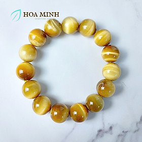 Vòng tay nam đá Mắt Hổ Vàng Tâm size 14 li chất 5A Vip phong cách lịch lãm, may mắn tài lộc