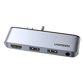 Mua bộ chuyển Usb type C ra 2 x usb A 3.0 hub + 4K HDMI + 3.5mm audio Ugreen 349SF80332CM 4 trong 1 Surface Go 1-2 màu xám hàng chính hãng