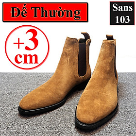 Hình ảnh Chelsea boots da lộn nam Sans103 giầy boot cao cổ bốt đen nâu đế cao tăng chiều cao 6cm bigsize lớn 42 43 44 45 46 47 48