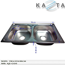 Bộ chậu rửa bát Kazta KZ-CB7843L kèm vòi lạnh inox - Mua đủ bộ tặng dây cấp