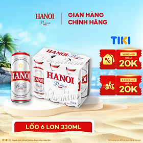 Lốc 6 lon Bia Hanoi Premium (330ml/lon)