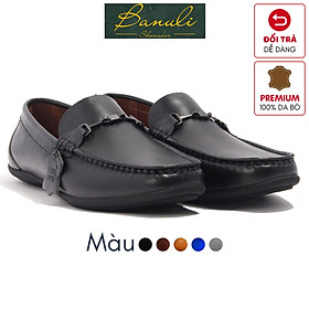 Giày Lười Banuli Nam Da Bò Nappa C3ML2T0 Horse Bit Slip-Ons Shoes (Da Mềm Dẻo, Đế Siêu nhẹ, Bảo Hành Trọn Đời)