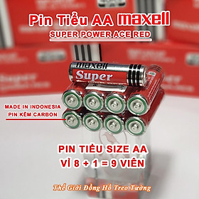Pin tiểu Maxell Supper Power ACE Red Vỏ Nhôm – Vỉ 8+1=9 Viên AA x 1.5V