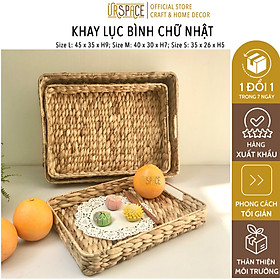 Khay lục bình chữ nhật URSPACE trang trí decor bánh, đựng trái cây / RECTANGLE HYACINTH TRAY