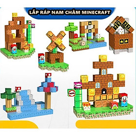 Combo 50 Khối Minecraft Nam Châm, Đồ Chơi Lắp Ráp Có Từ Tính Mô Hình Xây Dựng Cho Bé Sáng Tạo, Đồ Chơi Trẻ Em TẶNG 2 NHÂN VẬT