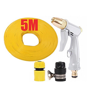 Bộ dây và vòi xịt rửa xe tưới cây tăng áp 3-5M (cút nhựa nối nhựa đen 713-2) 206846