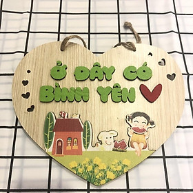 Mua Bảng gỗ treo cửa trang trí homestay phòng trọ Ở đây có bình yên chất liệu gỗ bền với thời gian
