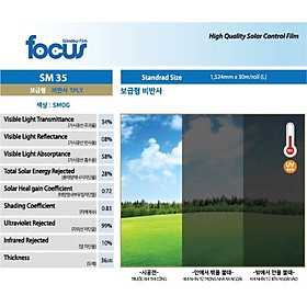 Phim cách nhiệt nhà kính Hàn Quốc Focus SM20, SM35, 