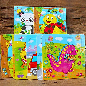 Đồ chơi xếp hình lắp ráp Tranh Ghép gỗ 9 mảnh nhiều hình Ngộ Nghĩnh size to 15*15